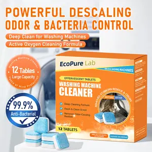 EcoPure Lab Washing Machine Cleaner Descaler Tablets, 1  HE Front & Top Load, Septic Safe, Deodorizer