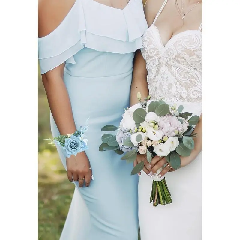 Artificial Rose Wrist Corsage Wristlet and Boutonniere Set for Wedding Bridal Shower Prom Ideal for Bridesmaids Mothers Grandmothers Artificial Rose Wrist Corsage Wristlet and Boutonniere Set for Wedding Bridal Shower Prom Ideal for Bridesmaids Mothers Grandmothers