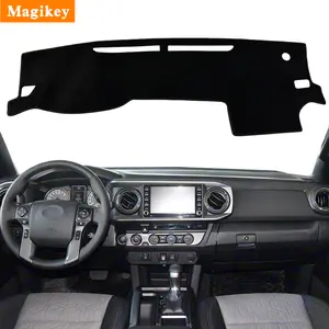 Magikey Dash Cover Mat for 2019-2023 Toyota Tacoma Dashboard Pad Carpe Sunscreen Heat Insulation Anti Glare Reflective Protection Black Polyester with Silicone Anti Slip Particles Imitation reflection