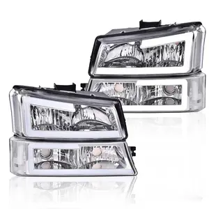 1Pair LED DRL Headlights Projector Fit For 03-06 Chevy Silverado Avalanche  Left+Right