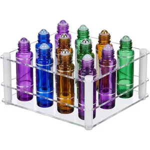 12Slots Roller Bottles Holder,  Vertically Hold For Essential Oils Rollers,  Oils Display Holder Roller Bottles Storage Shelf Organizer,Hole Diameter 2.3cm/0.9inch,,DIY