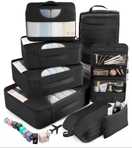 Veken 10 Set/8 Set Packing Cubes for Travel Essentials, Suitcase Organizer Bags in 4 Sizes, Carry-On Luggage Accessories with Laundry Bag & Passport Holder, Airplane Must Have, Camp Gifts for Men