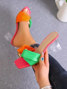 Women's New Colorblock Cross Strap High Heel Sandals, European and American Fashion Elegant Party Nightclub Shoes, Stylish Evening Footwear