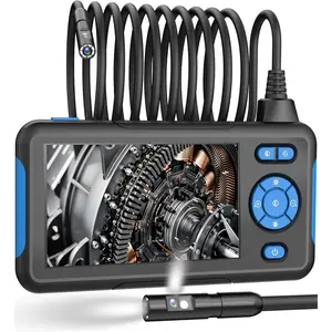 Dual Lens Industrial Borescope with 1080p Digital HD Borescope 8.0mm IP67 Waterproof with 4.3" LCD Screen Display, 8 LED Lights, 16.5 Feet Semi-rigid Cable Blue, for Car Air Conditioning - Engine Inspection, a Mechanic's Must Prepare testing tools