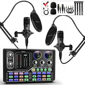 Squarock  Podcast Equipment Bundle for 2 - Audio Interface Dj Equipment with Condenser Microphone for Podcast Recording YouTube