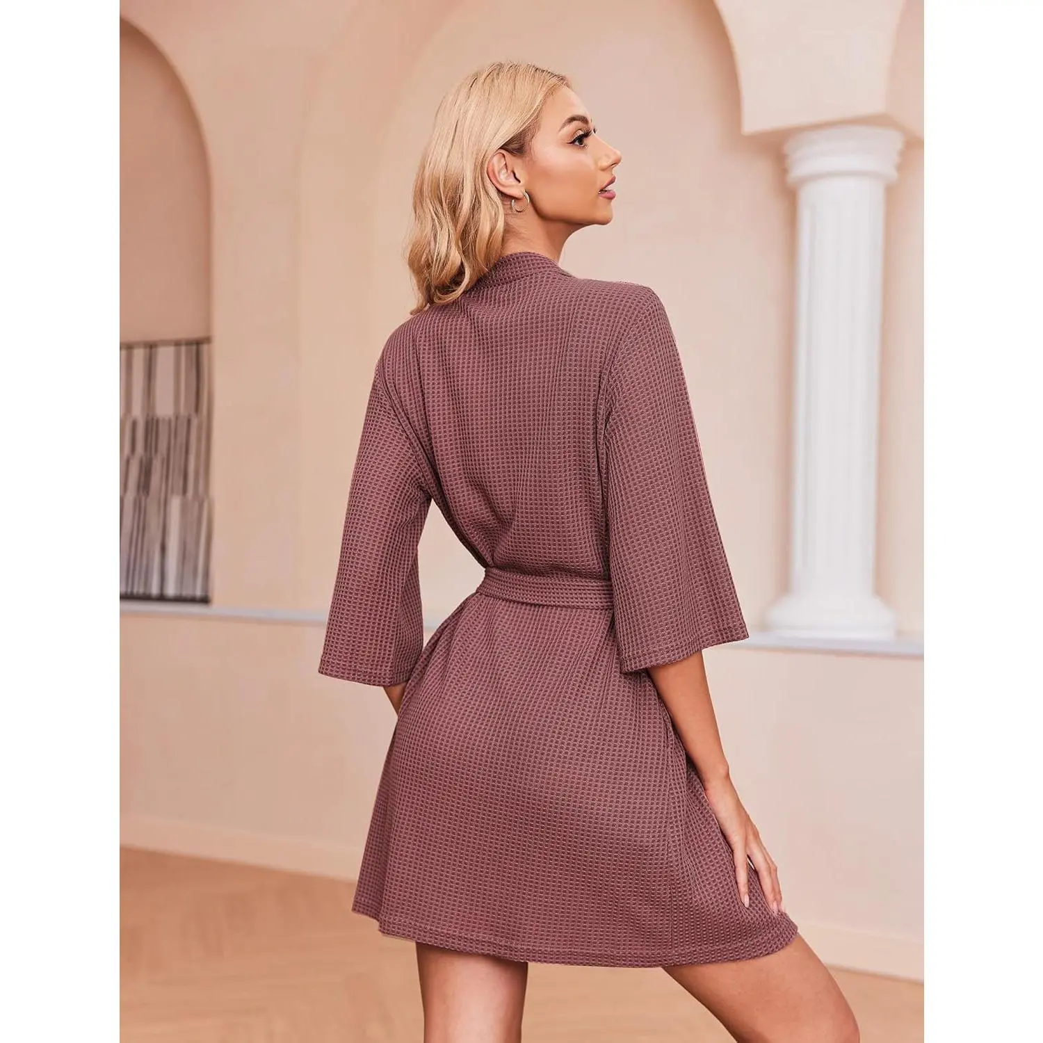 Robes for Women Waffle Knit Bathrobe Soft Lightweight Knee Length Loungewear S-XXLGift Robes for Women Waffle Knit Bathrobe Soft Lightweight Knee Length Loungewear S-XXLGift