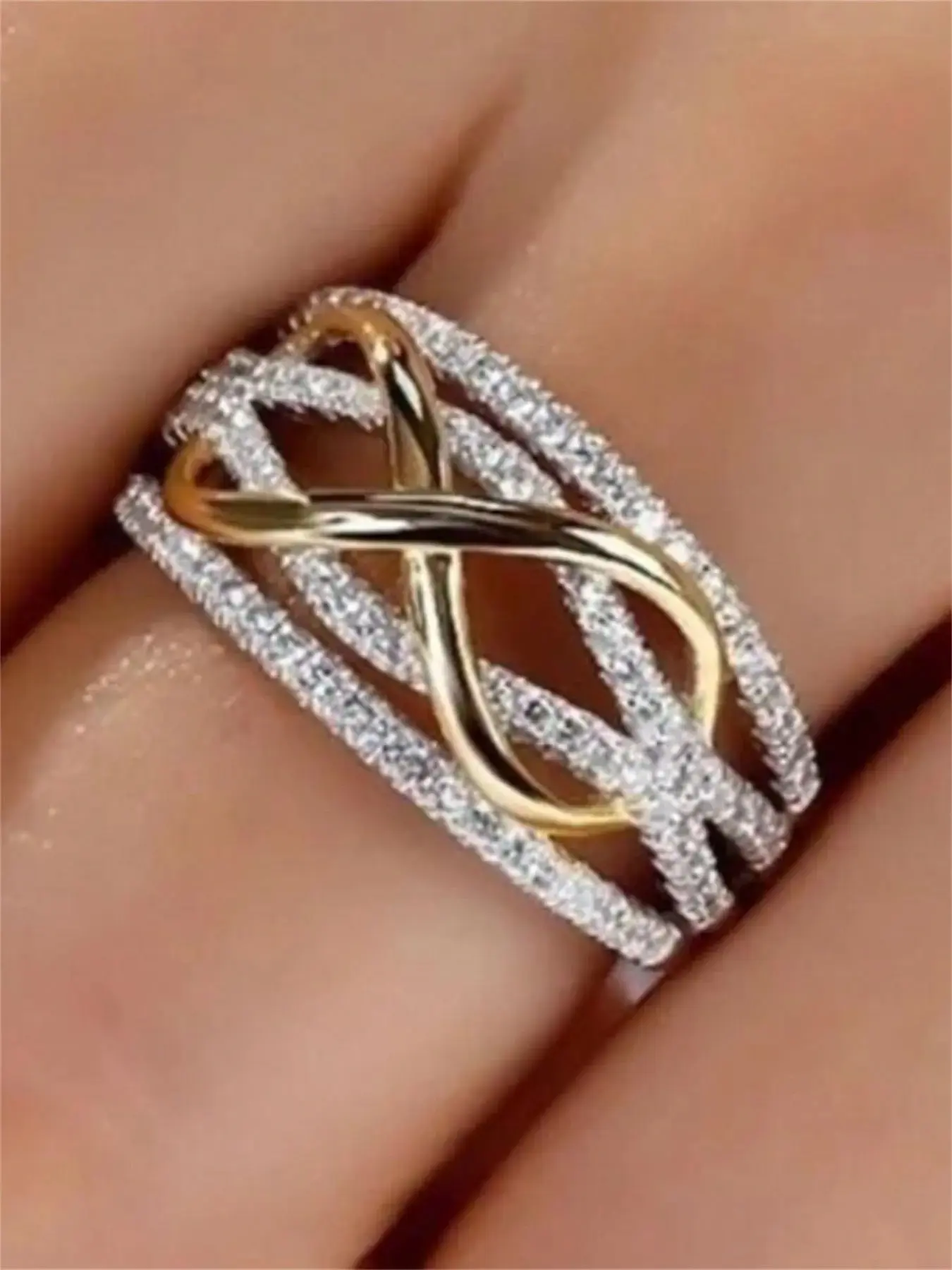 1 PC Gorgeous Cubic Zirconia Ring For Women Valentine's Day Gift Wedding Engagement Anniversary Party Jewelry Cz, wardrobe polished flattering timeless chic versatile trendy silhouette essential