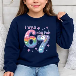 I Was 6 Now I'm 7 Shirt, Funny 7th Birthday Meme Youth T-shirt, Sweatshirt Unisex Youth Size XS-XL