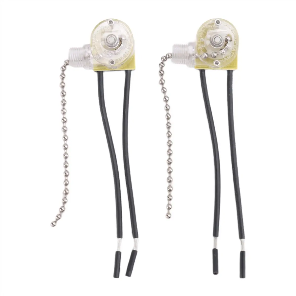 Zing Ear ZE-109 2-Wire Pull Chain Ceiling Fan Light Switch with Pull Cord Handle, 2Pcs Silver, Activates Canopy Lamps for Most Ceiling Fans or Lamps, Two-Wire Pull Chain