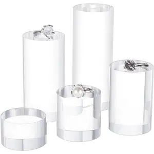 5 count Clear  Display Block 1/1.6/2.4/3.2/4 Inch Round Cylinder Solid Display Pedestal Stand for   Display Pop Figures  Showing