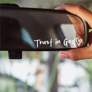 4Pcs Car Rearview Mirror Decals | "I Love You Drive Safe" & "Trust In God" Minimalist Sticker Set | Aesthetic Water-Resistant Auto Interior Exterior Decor