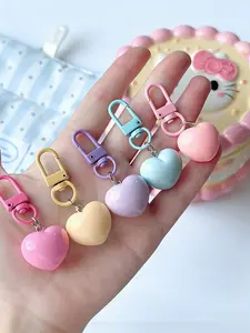 Heart-Shaped Bag Charm Candy-Colored 3d Heart Charm Multiple Colors Available Fresh And Girly Style Sweet And Cute Macaron Color Palette Compact And Lightweight Independent Single-Unit Design For Bags And Keys Stylish Playful Charm