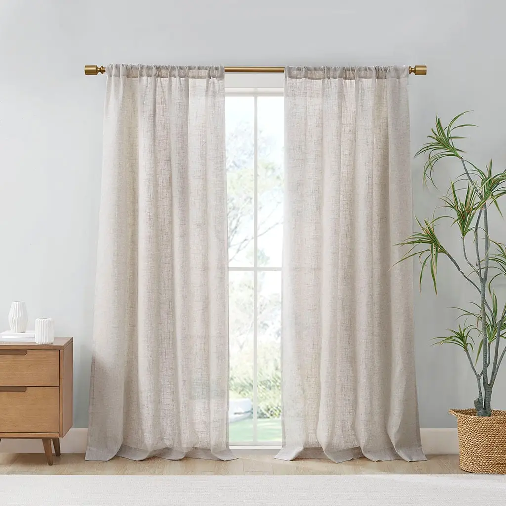 360 stand Kyler Linen Blend Light Filtering Curtain Panel Pair, 52x84x0.13 in, Natural, Bedroom & Window Curtains - Pack of 2, Curtains For Bedroom
