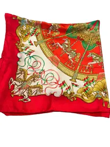 Pre-owned HERMÈS Silk Bag Accessories Hermes Scarf Carousel Print Scarf with Box