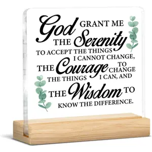 Christian Serenity Prayer Gifts, Sobriety Recovery Mental Health Gifts for Women Men, God Grant Me the Serenity Acrylic Decorative Plaque Sign Home Office Desk Decor Signage