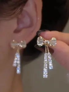 Fashion Bow Earrings Set, Bow Detailing, Korean Style Elegant Ear Accessories, New Trendy Design Jewelry for Women, Stylish Butterfly Knot Pendants