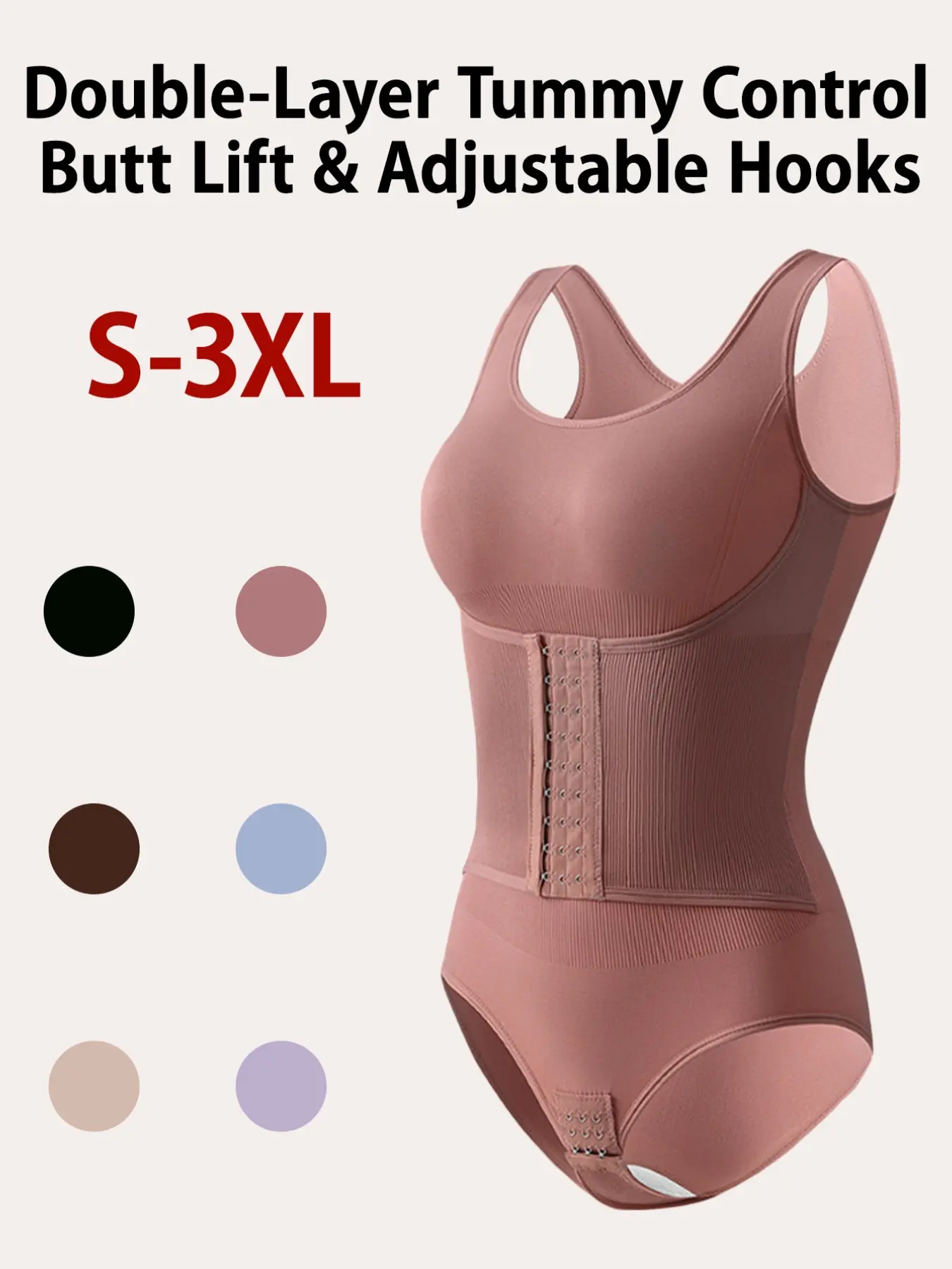 Women Waist Trainer Shapewear Bodysuit Double Compression Tummy Control Butt Lifting Adjustable Hook Closure Postpartum Body Shaper