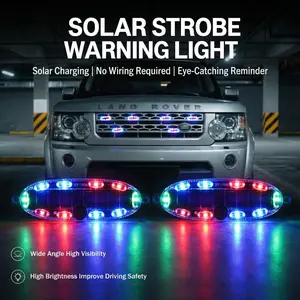 Solar Energy Led Warning Light 12V strobe grille flashing light strip For Car Motorcycle Ford Fengtai Land Rover SUV Pickup Side warning light modified flash light Environmental friendly