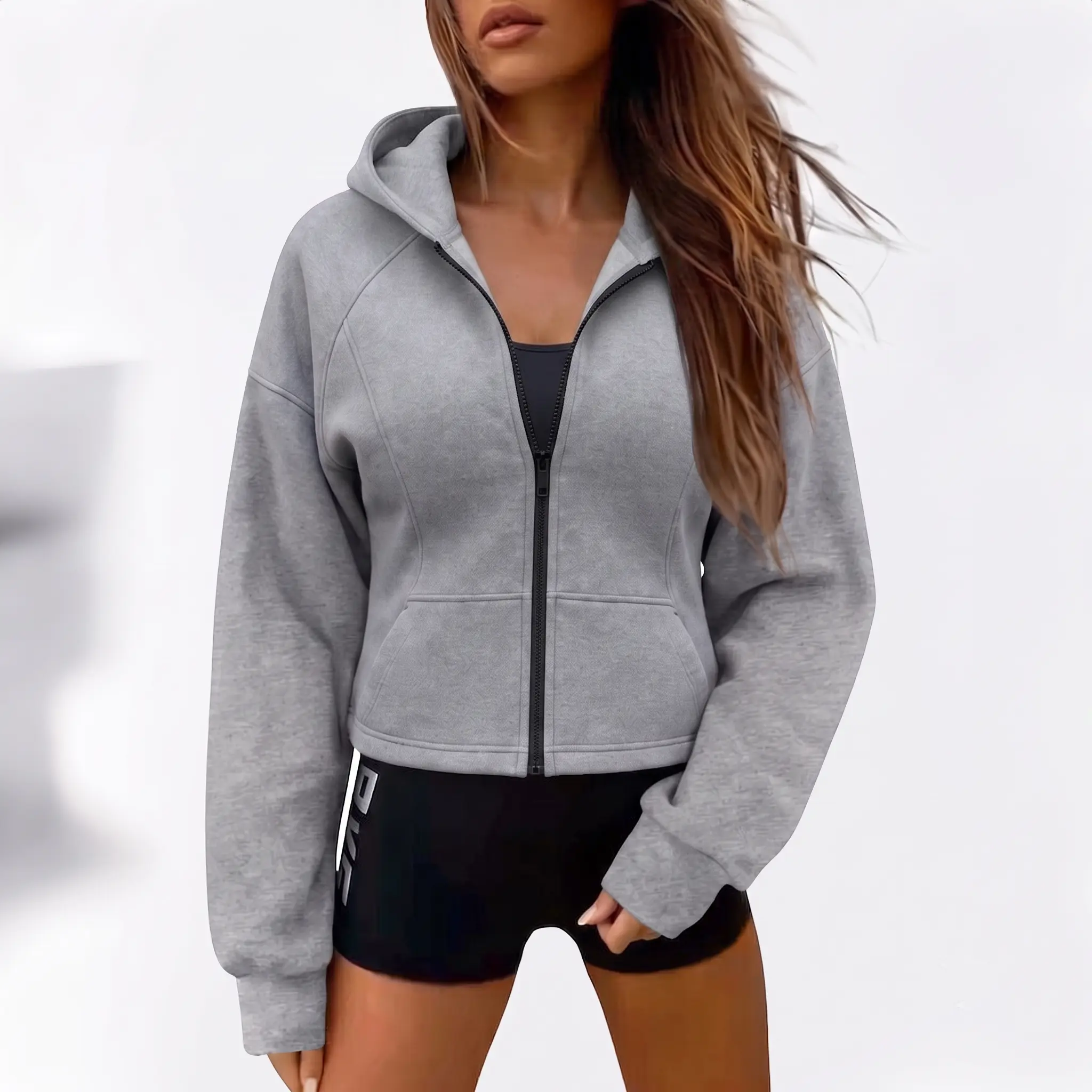Women's Sports Hoodie High Weight Air Blend Fabric Stylish Athletic for Pilates Gym Daily Casual Outings