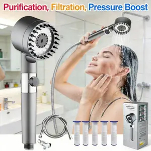 Three Mode High Pressure Filtered Shower Head with Water Filter Function and 5 Filters, Modern Style Wall Mounted, Model Xinghao Shower-001, Filtered Showerhead