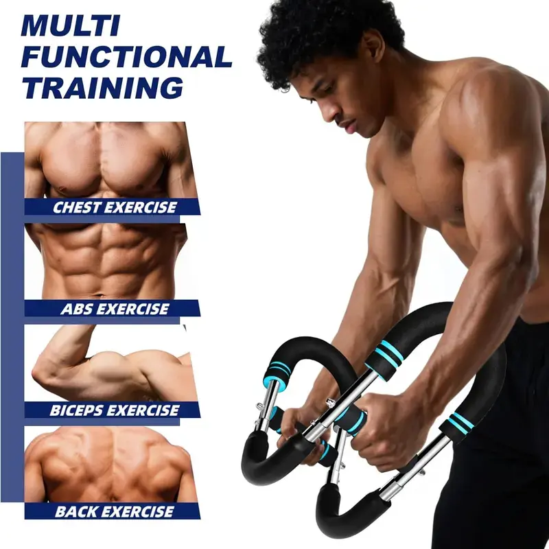 Adjustable Power Twister Arm Trainer for Chest & Arm Workout, Portable Upper Body Strength Bar for Men Home Gym Fitness,60~130LB Adjustable Spring Workout Bar