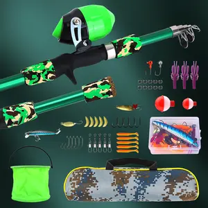 Portable Telescopic Fishing Rod Set with Reel, Multiple Lures Hooks Accessories, Storage Bag Bucket, Freshwater Saltwater Universal Casting Pole, Fishing Gear Set