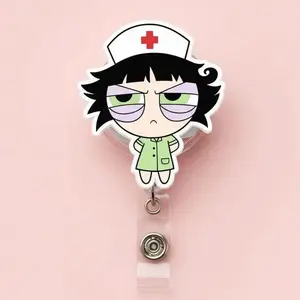 Power puff girls Retractable ID Badge Reel Cute Durable Acrylic ID Badge Holder Nurse Accessory Unique Gift for Nurses, Nursing Students or Coworkers
