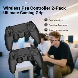 Controller for PS4, Wireless Controller 2 Pack for Sony PlayStation 4/Slim/Pro, Remote Control with 6-Axis Motion Sensor/Double Vibration/Sensitive Touch Pad/Speaker & 3.5mm Audio Jack/800mAh Battery