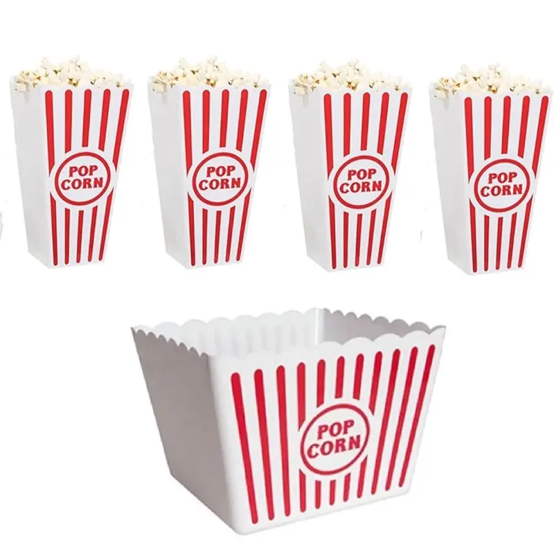 Retro Popcorn Bucket Set Plastic Reusable for movie night