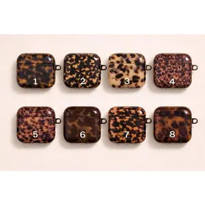 Personalized Tortoiseshell AirPods Case – Custom Initials Monogram Shockproof Protective Cover for AirPods Gen 1/2/3/4, Durable Stylish Earbud Case Gift