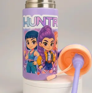 Double Wall Stainless Tumbler Spill-Proof Vibrant Character Kids' Water Bottle with Fun Cartoon Design and Secure Lid for Easy Use