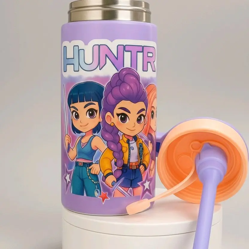 Double Wall Stainless Tumbler Spill-Proof Vibrant Character Kids' Water Bottle with Fun Cartoon Design and Secure Lid for Easy Use