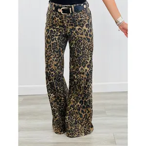 Please Listen to Me Roar Wide-Leg Leopard Print Jeans (Regular Fit) and Plus Size Fabric Fashion