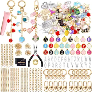 325Pcs Charms Lip Gloss Keychain Making Kit, Including 20 Keychain Clips 25 Extender Chain 118 Charms Jewelry Plier, Bag Charm Kit, Keychains Making Supplies for Jewelry Making,Christmas Gifts