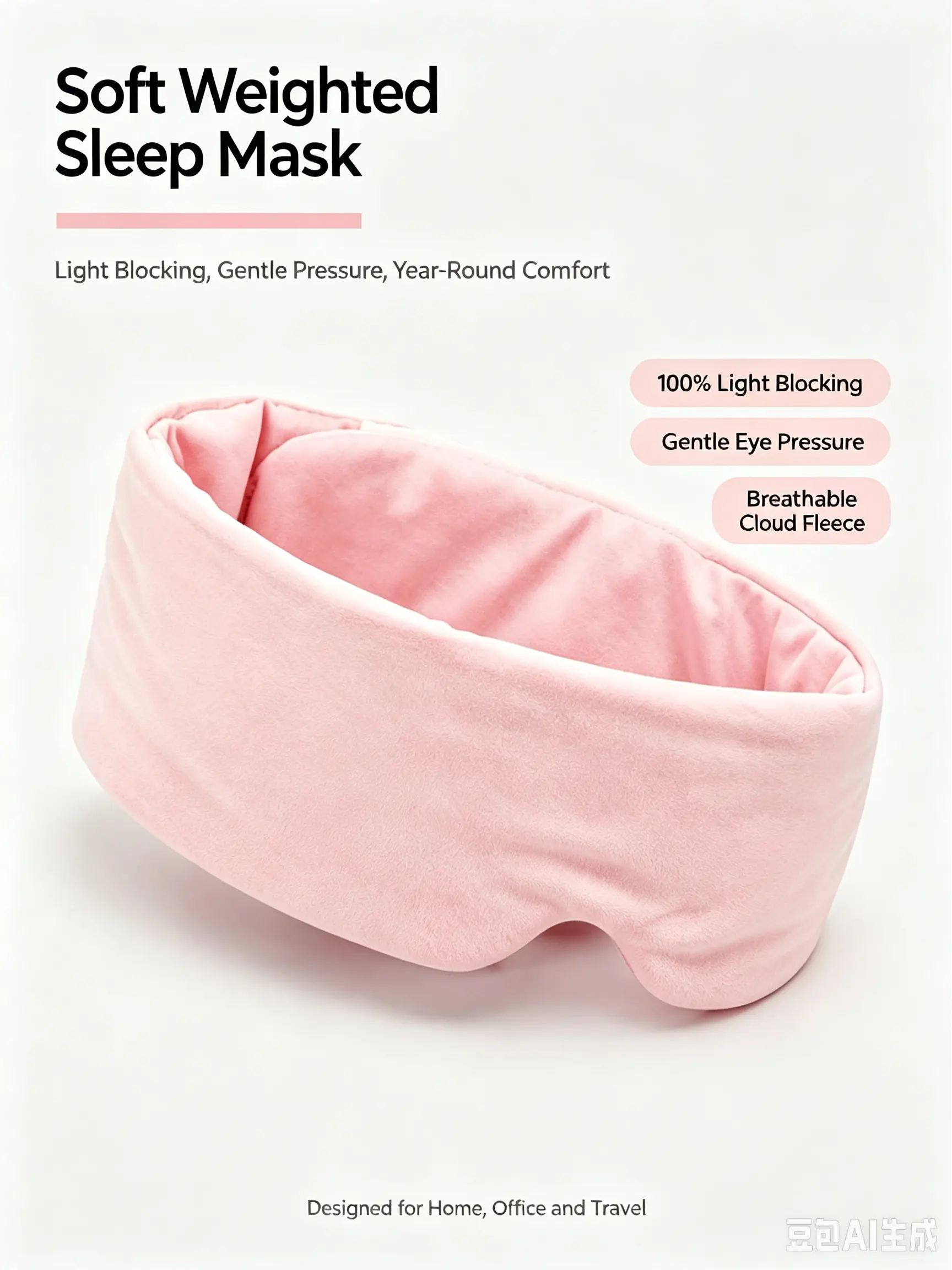Mellow Sleep | Lights Out Weighted Eye Mask – Strapless 360° Wraparound Sleep Mask, Deep Pressure Relaxation Eye Mask for Better Sleep, Soft Comfortable Light Blocking Eye Mask for Travel, Naps & Stress Relief