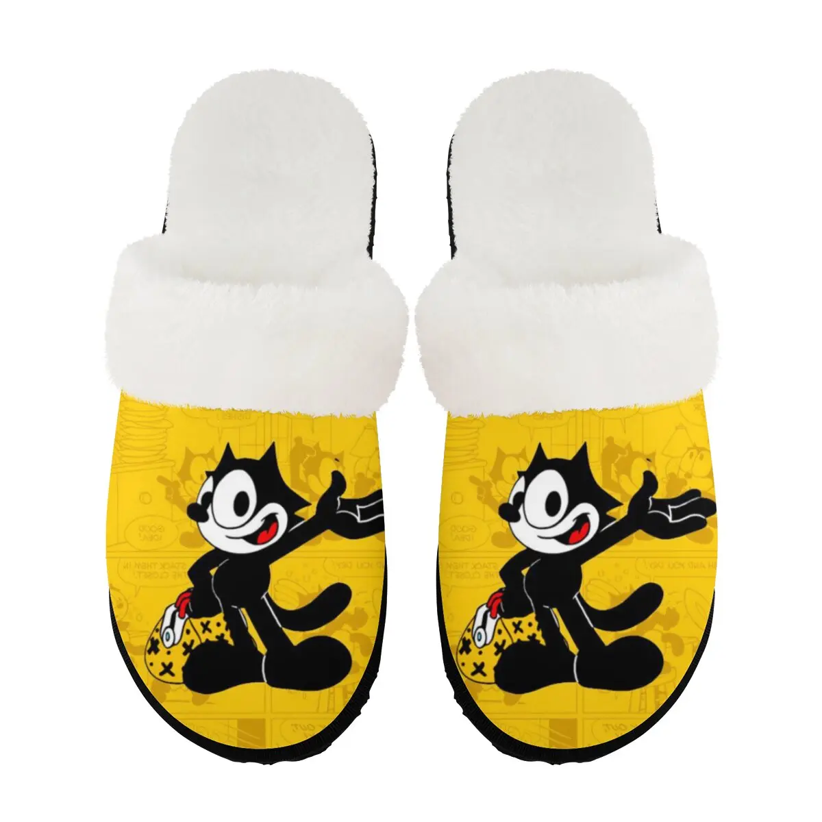 Felix the cat Cozy Slippers for Women Indoor and Outdoor Fuzzy Felix House Shoes with Felix merch Anti-Skid Sole Gifts for girls boys