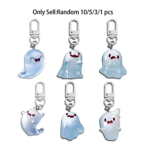 Halloween Women's Keychain Gift, Ghost Keychain Pendant, Glow-In-The-Dark Cartoon Jelly Sprite, Couples' Bag Accessory, Halloween Horror Basket Idea