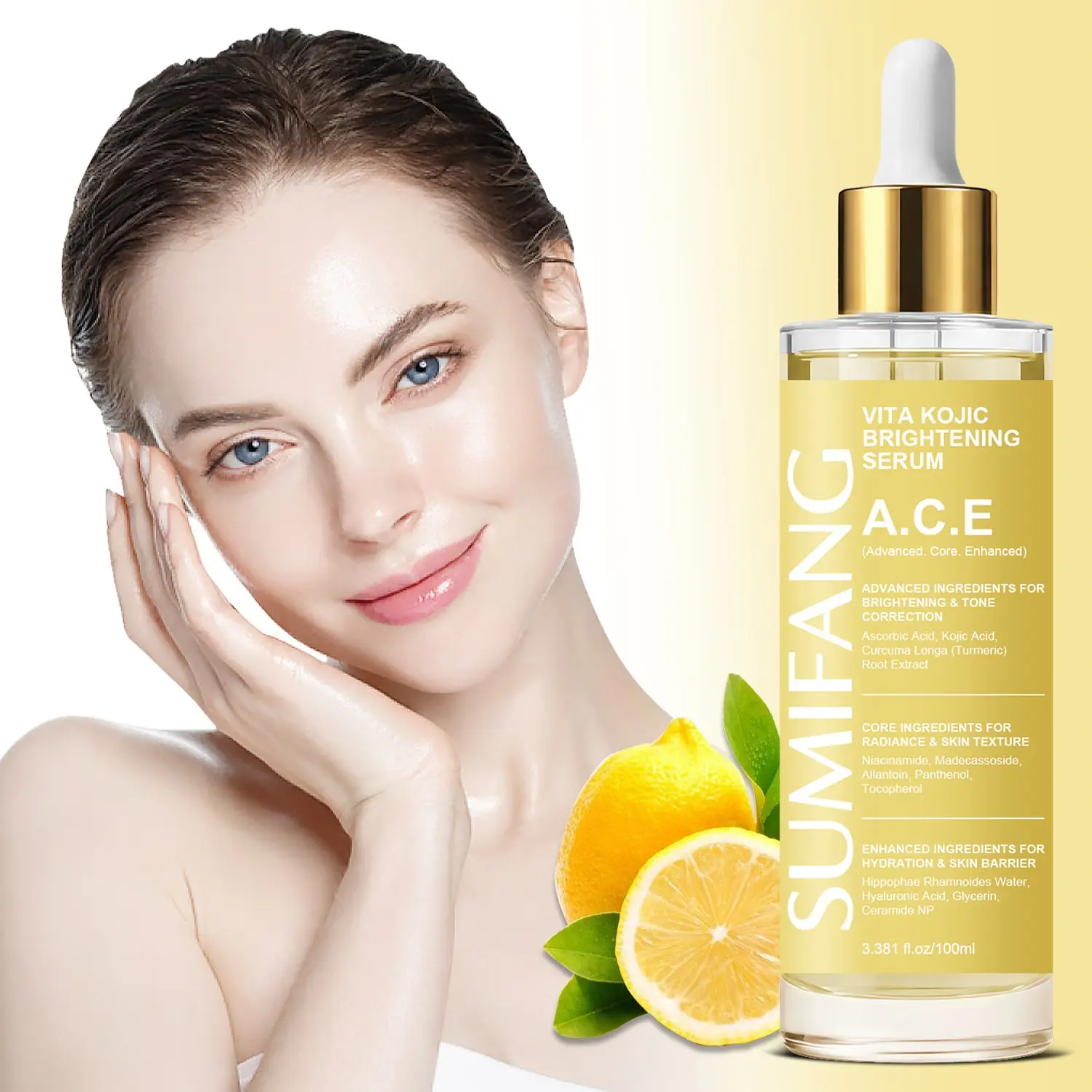 Kojic Acid Brightening Essence 100ml Dark Spot Serum Face Care Serum | Kojic Acid + Vitamin C + Niacinamide, brightens and fades dark spots in one bottle | Centella Asiatica + Ceramides repair the skin barrier Brightening Facial Serum