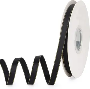 3/8-Inch Gold Edge Single Face Satin Ribbon 50 Yard Roll for Gift Wrapping, Valentine's Day, Weddings, Birthdays & Floral Crafts