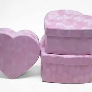 Velvet Heart Shaped Box Set of 3