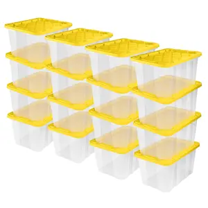 Sterilite Industrial Storage Box with Carrying Handles, 27 Gal, Yellow, 16 Pack
