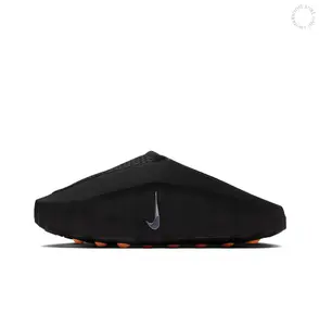 Black Recovery Slide Sandals, Perforated Breathable Upper, Wave Shaped Cushion Sole With Orange Anti-Slip Outsole Nubs