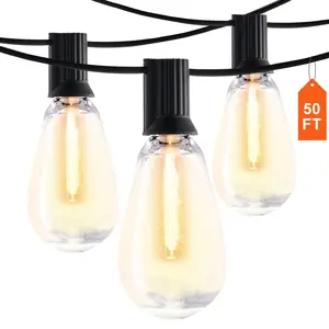 50FT  Outdoor String Patio Lights Waterproof 15 S14 Shatterproof Bulbs