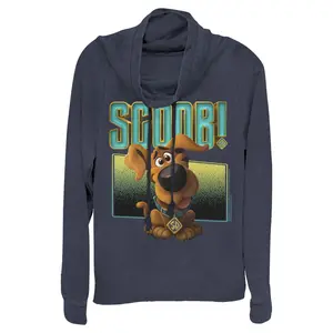 Juniors Womens Scooby Doo Puppy Frame Cowl Neck Sweatshirt
