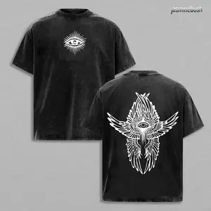 All Seeing Eye Seraphim Tee: Vintage Washed Gothic Streetwear