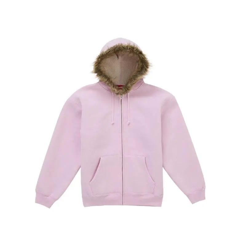 Supreme Men's Faux Fur Zip Up Hooded Sweatshirt Pink, from StockX