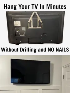 PUSH-IT TV Mount Wall Hanging Kit - Stainless Steel, No Tools Required, Quick Installation, Ideal for Renters, Dorms, and Easy Setup