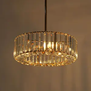 CNCEST 3-Light Crystal Ceiling Light with Clear Glass Shades, 15.7 Inch Gold Flush Mount Chandelier - Dimmable Semi-Flush Lamp for Living Room, Dining Room & Bedroom