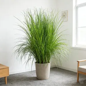 50cm Large Decorative Artificial Reed Plants Artificial Faux Plants Fake Onion Grass Tropical Green Splice Grass Bouquet PVC Leaves Realistic Airplant Leafs DIY Vinca Grass For Home Garden Office Decor