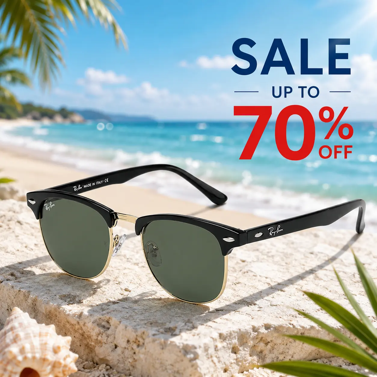 Ray-Ban Clubmaster Sunglasses for Men – Black Frame, Iconic Fashion Style